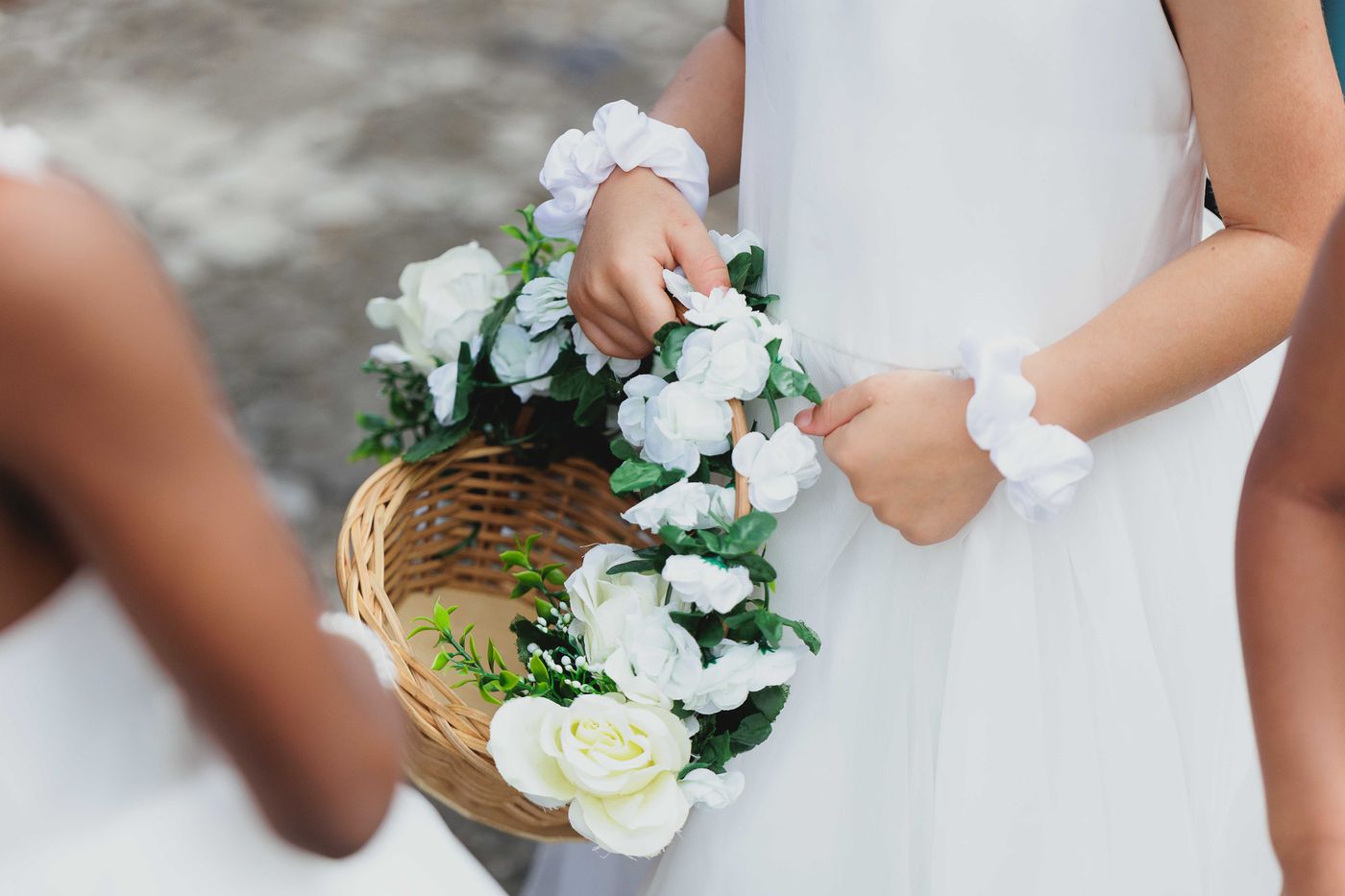 A flower girl at a wedding