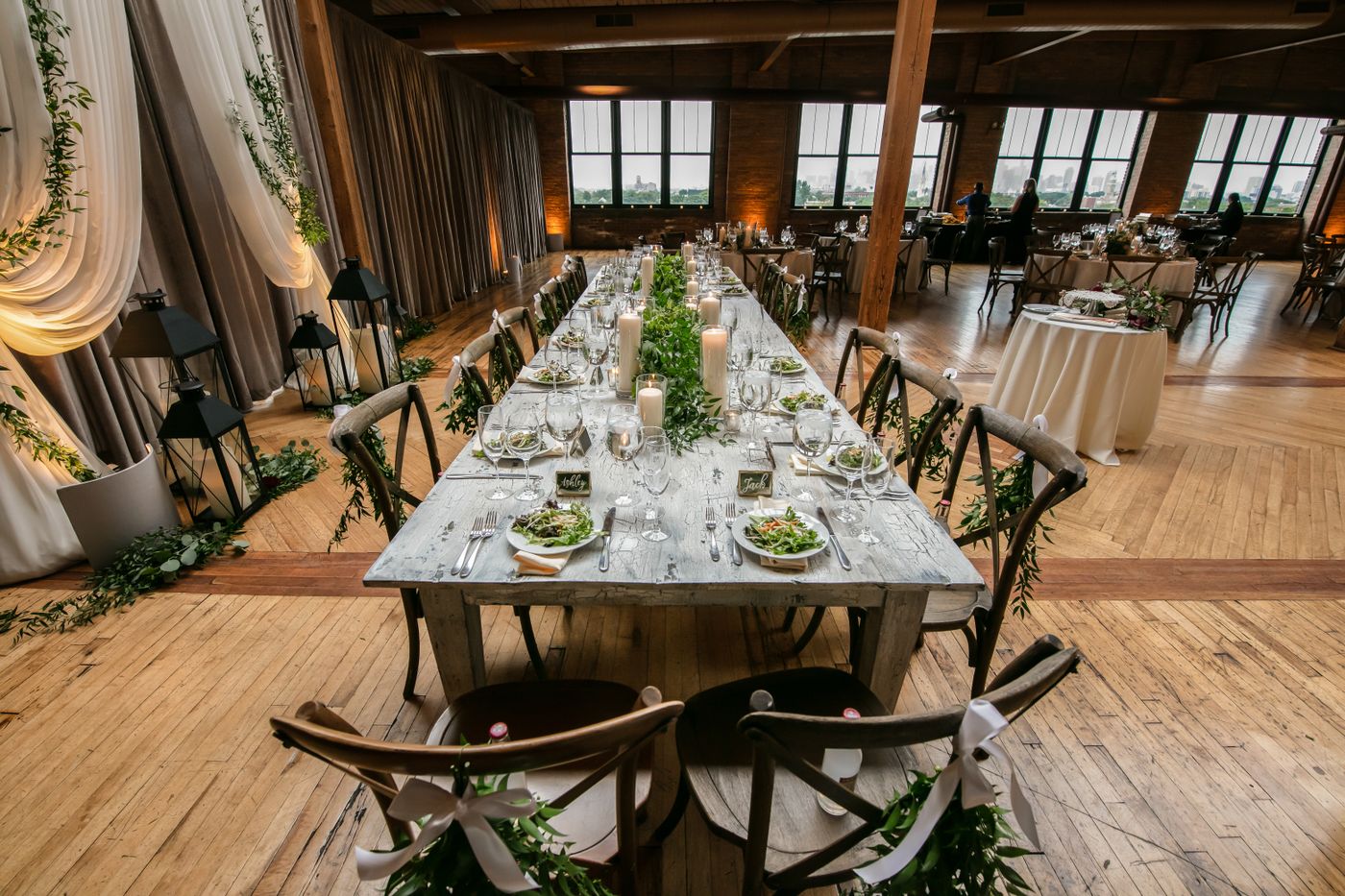 A wedding reception ready for guests